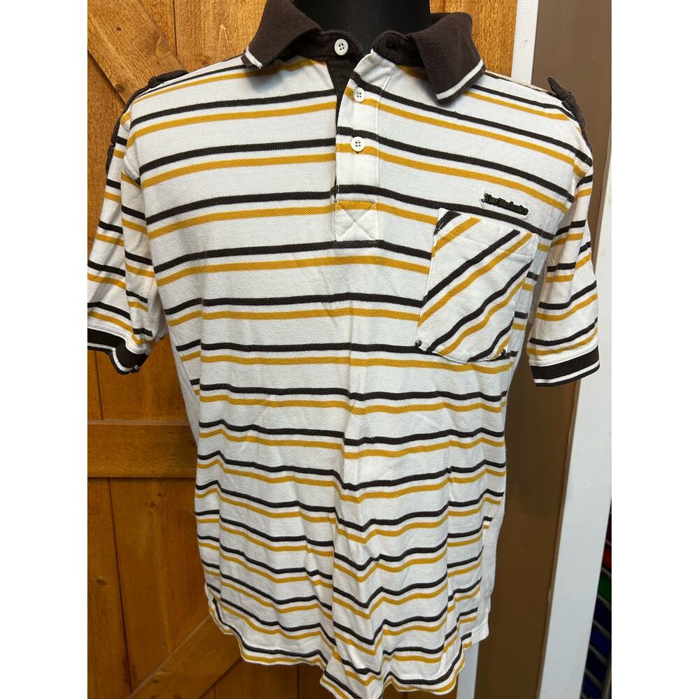 Men's 2XL Live Mechanics Striped Polo Embellished Shoulder GUC